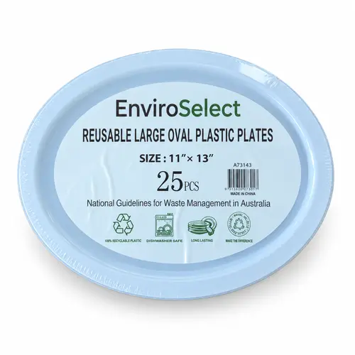 Enviro Select Plastic Oval Plates 11 x 13 in, 25 pcs